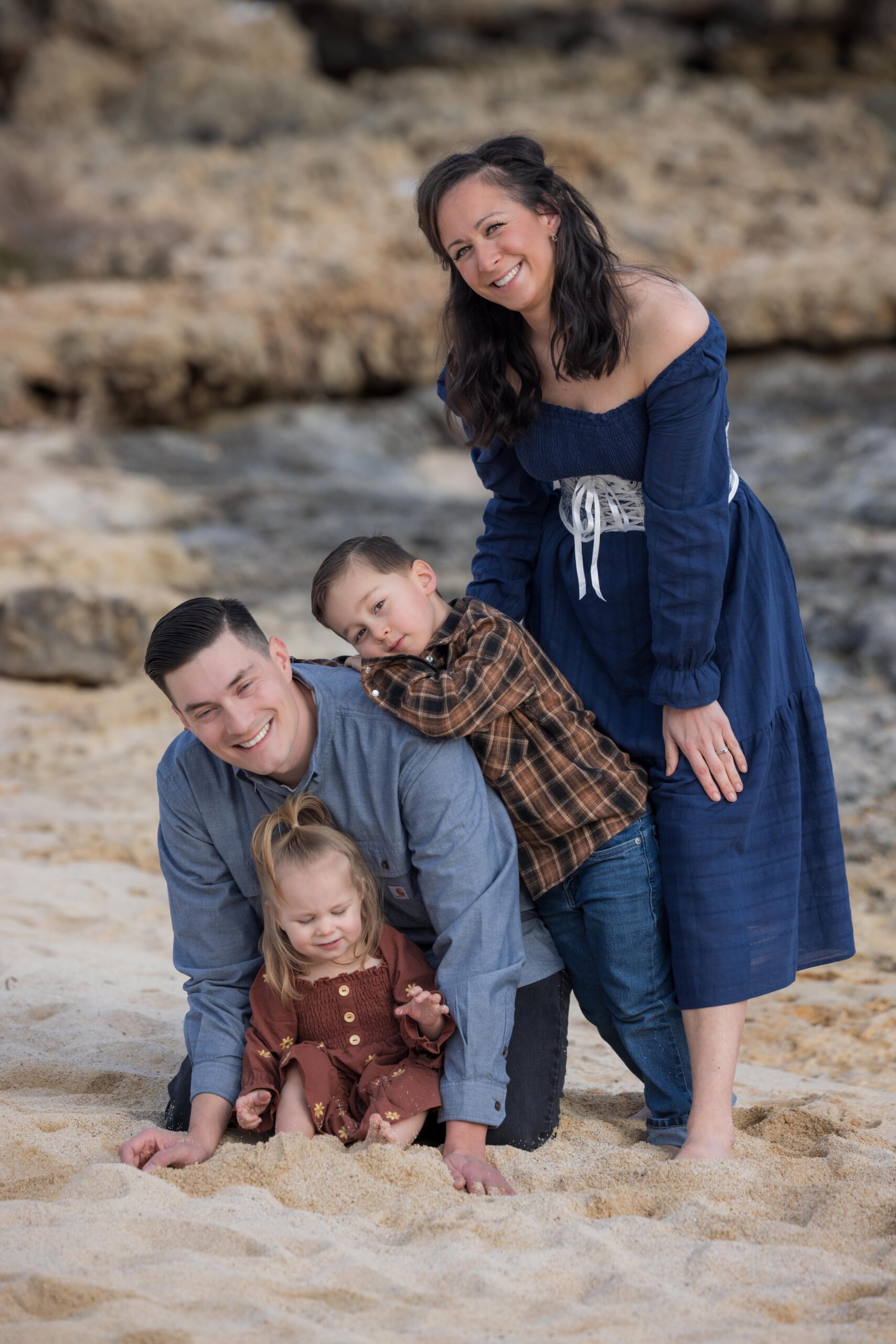 family portrait Cyprus beach sunset